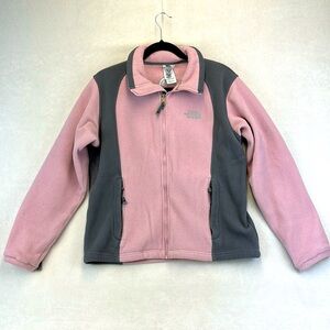 THE NORTH FACE Pink and Gray Fleece Zip Up Jacket Size Medium